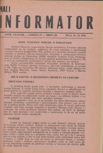 Mali informator, 1976/230