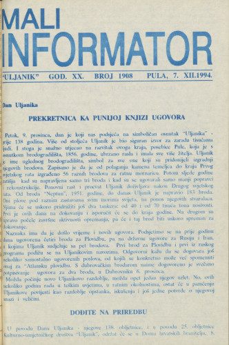 Mali informator, 1994/1908
