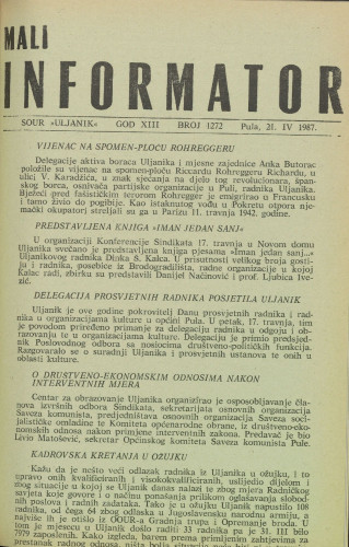 Mali informator, 1987/1272
