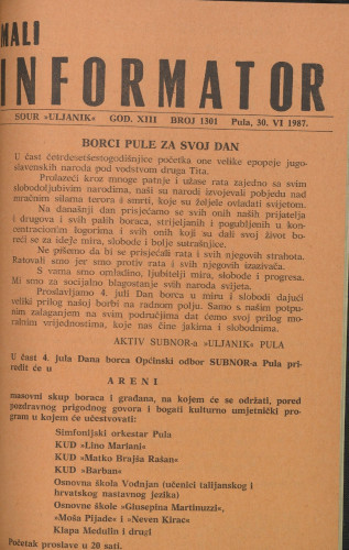 Mali informator, 1987/1301