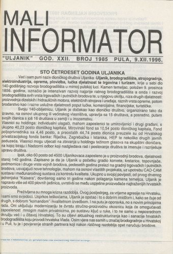 Mali informator, 1996/1985