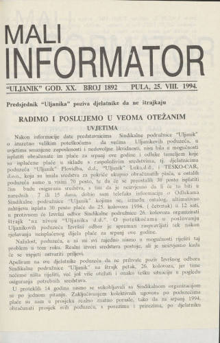 Mali informator, 1994/1892