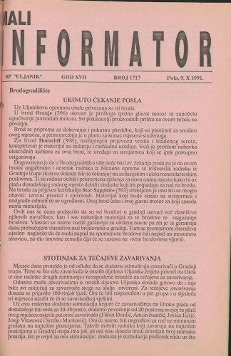 Mali informator, 1991/1717