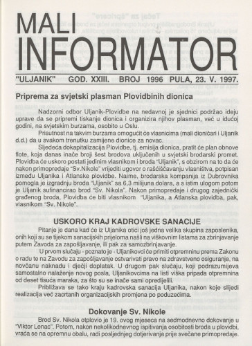 Mali informator, 1997/1996