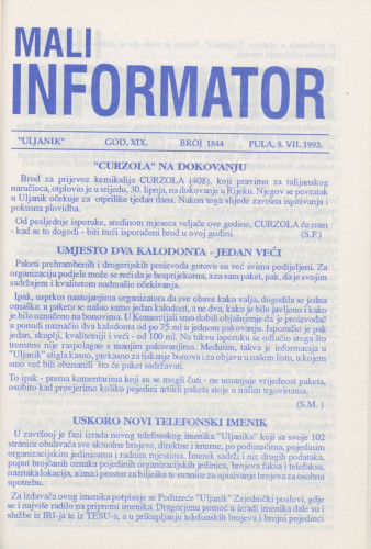 Mali informator, 1993/1844