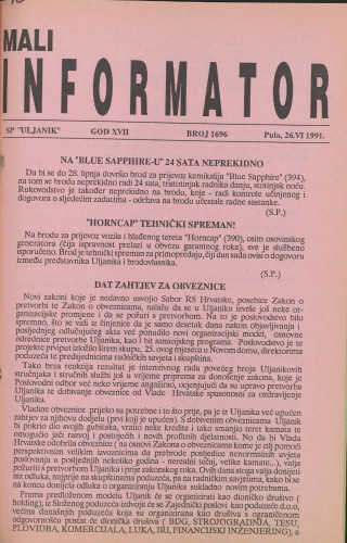 Mali informator, 1991/1696