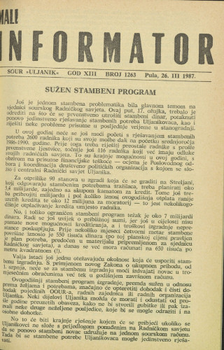 Mali informator, 1987/1263