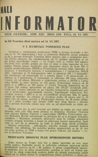 Mali informator, 1987/1298