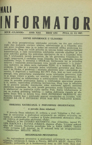 Mali informator, 1987/1292