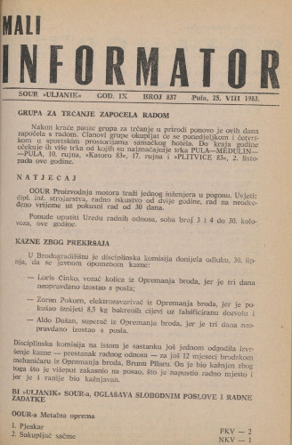 Mali informator, 1983/837