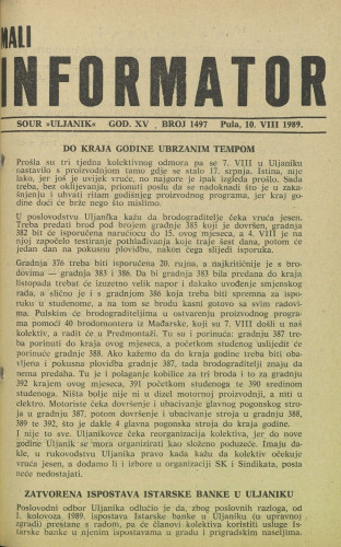 Mali informator, 1989/1497