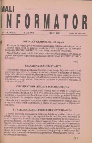 Mali informator, 1991/1702