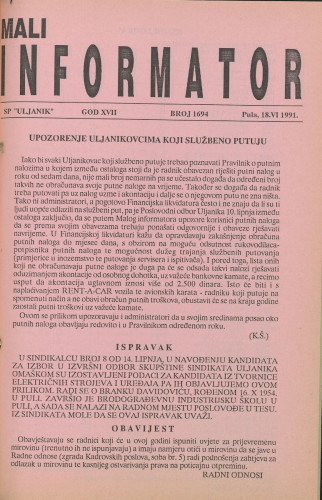Mali informator, 1991/1694
