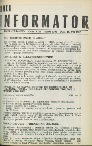 Mali informator, 1987/1308
