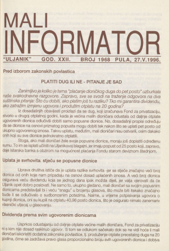 Mali informator, 1996/1968