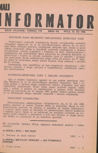 Mali informator, 1980/531
