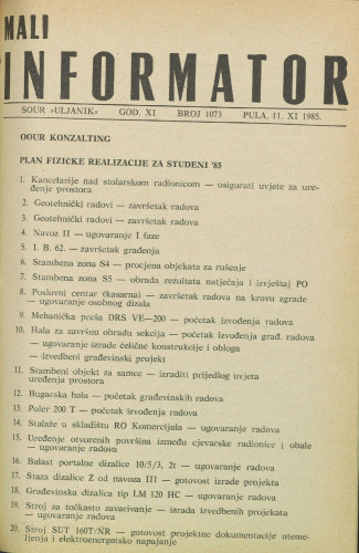 Mali informator, 1985/1073