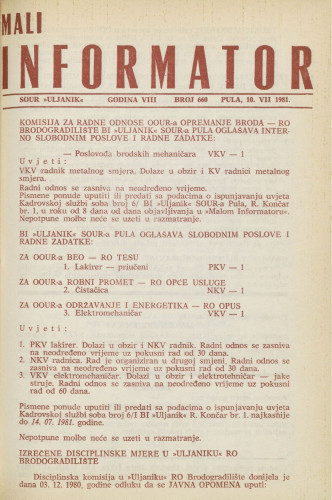 Mali informator, 1981/660