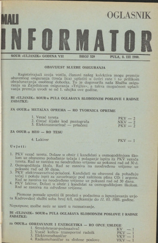 Mali informator, 1980/529