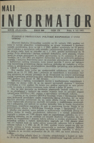 Mali informator, 1983/800