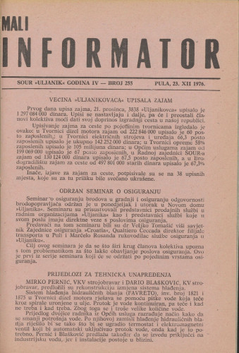 Mali informator, 1976/255