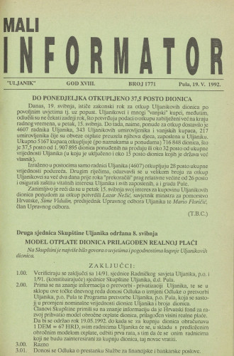 Mali informator, 1992/1771