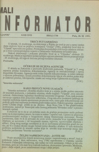 Mali informator, 1991/1730