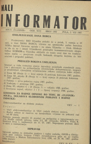 Mali informator, 1987/1302