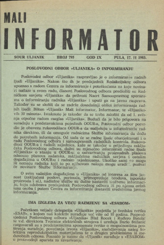 Mali informator, 1983/795