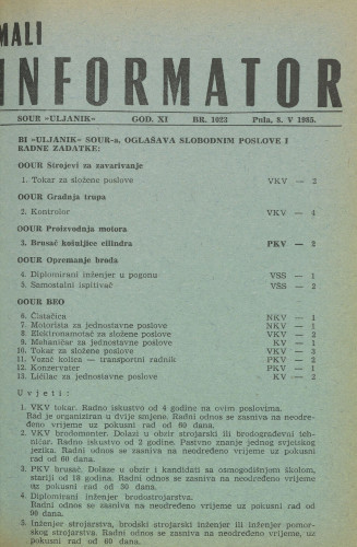 Mali informator, 1985/1023