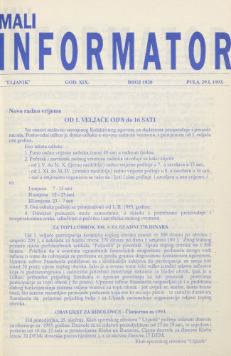 Mali informator, 1993/1820