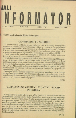 Mali informator, 1991/1718