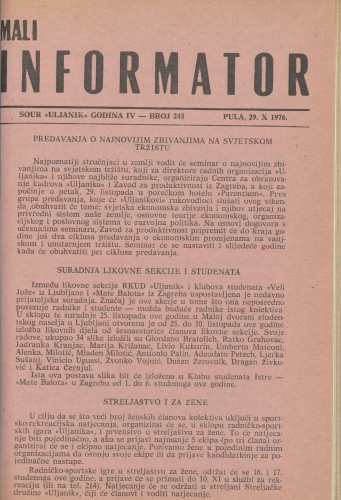 Mali informator, 1976/243