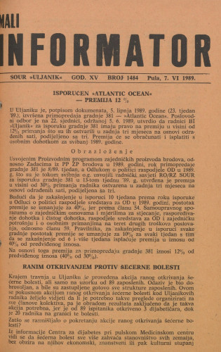 Mali informator, 1989/1484