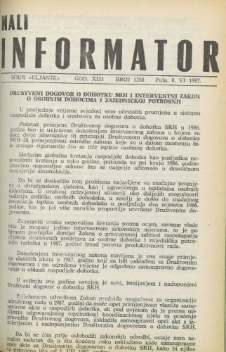 Mali informator, 1987/1288