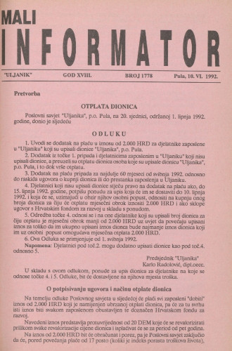 Mali informator, 1992/1778