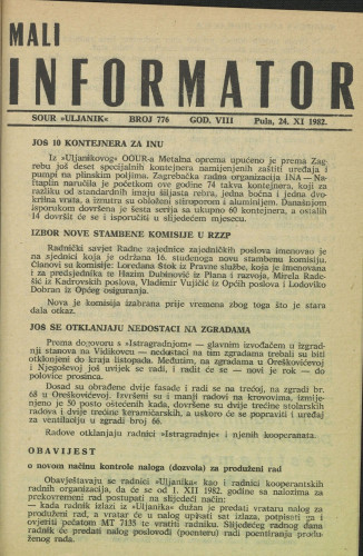 Mali informator, 1982/776