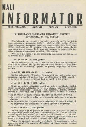 Mali informator, 1981/690