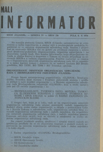 Mali informator, 1976/236