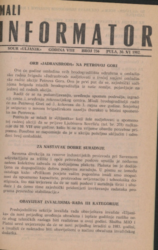 Mali informator, 1982/736