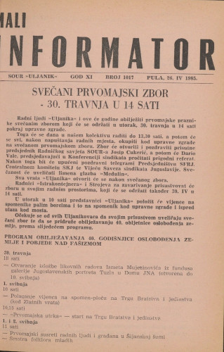 Mali informator, 1985/1017