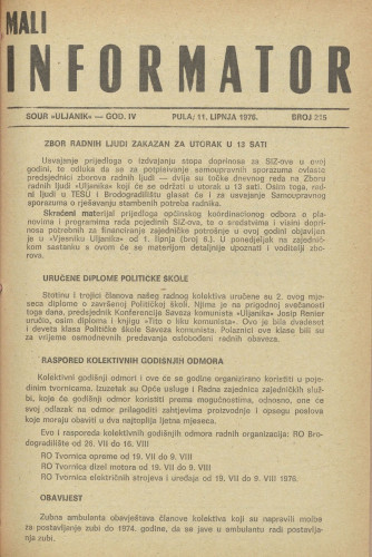 Mali informator, 1976/215