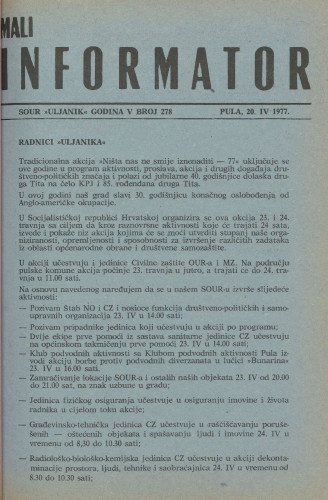 Mali informator, 1977/278