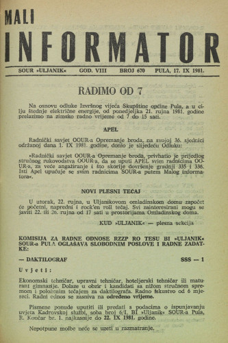 Mali informator, 1981/670