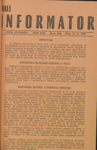 Mali informator, 1987/1336