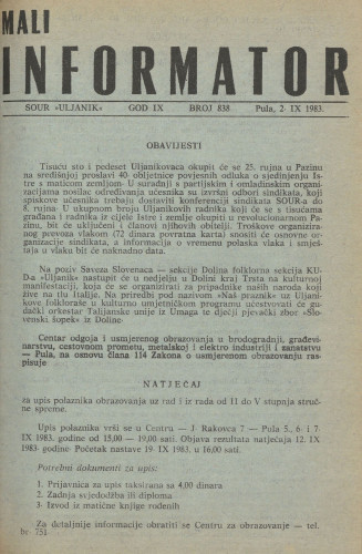 Mali informator, 1983/838