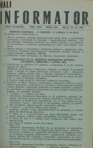 Mali informator, 1987/1293