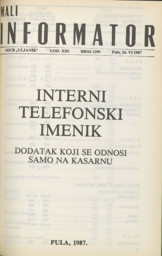 Mali informator, 1987/1299