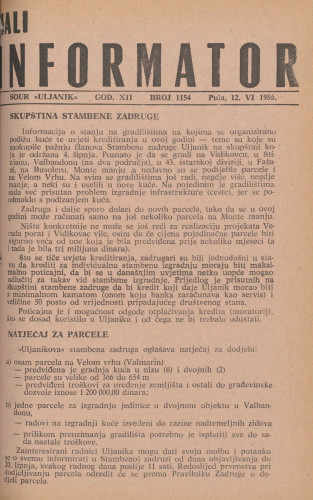 Mali informator, 1986/1154