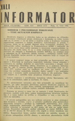 Mali informator, 1986/1173